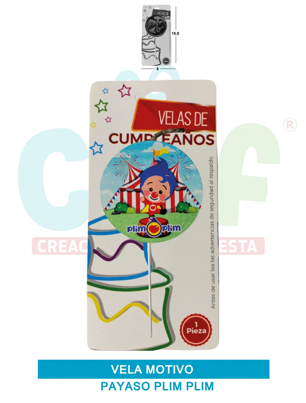 VELA MOTIVOS GRUPO D PAYASO PLIM PLIM