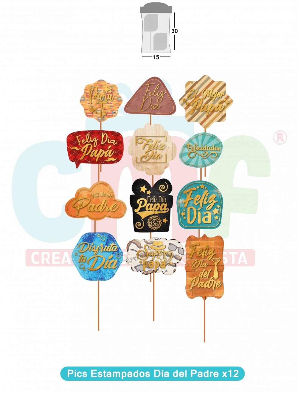  PICS ESTAMPADOS X12  DIA DEL PADRE