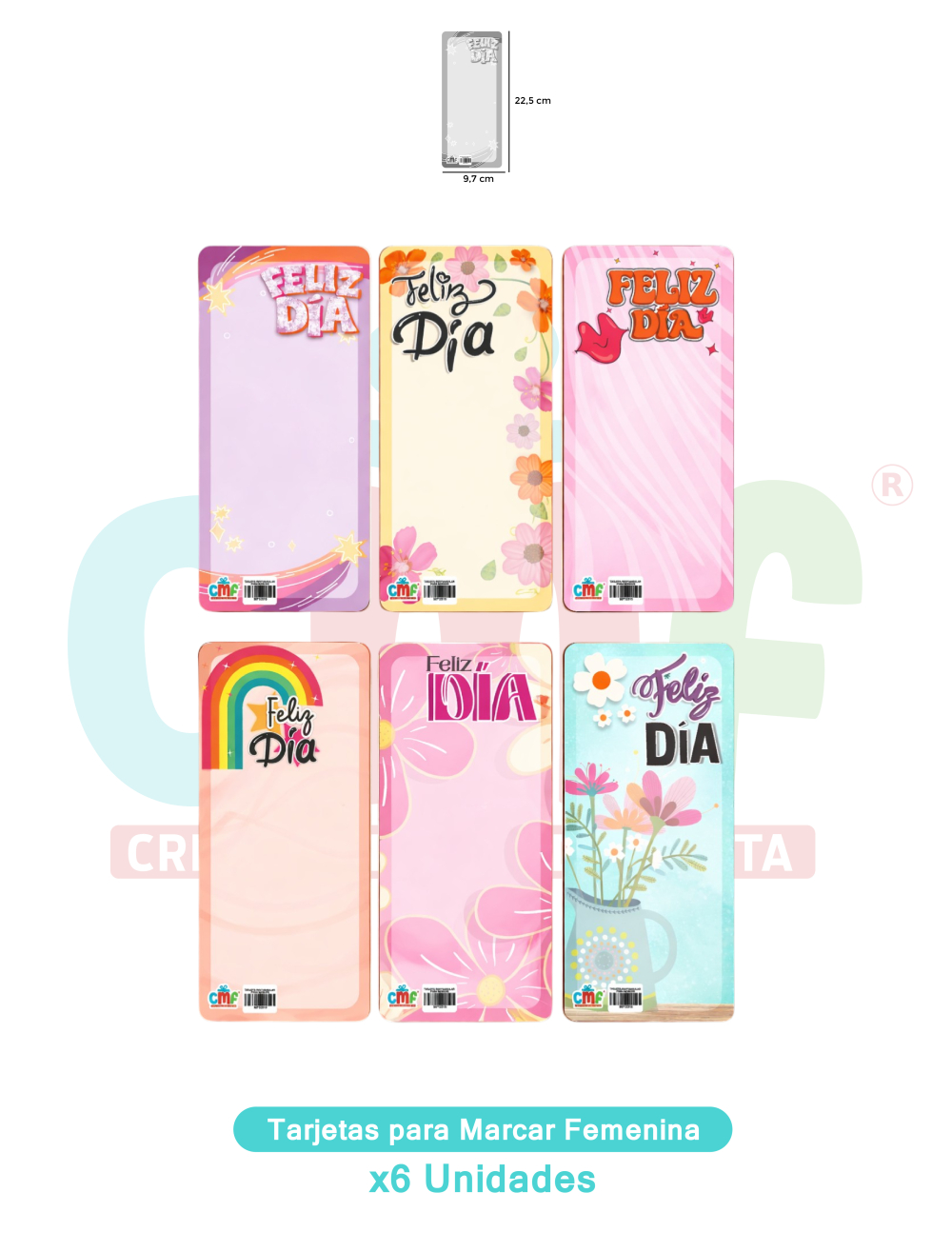 TARJETAS PARA MARCAR PAQUETE X6 FEMENINO MUJER