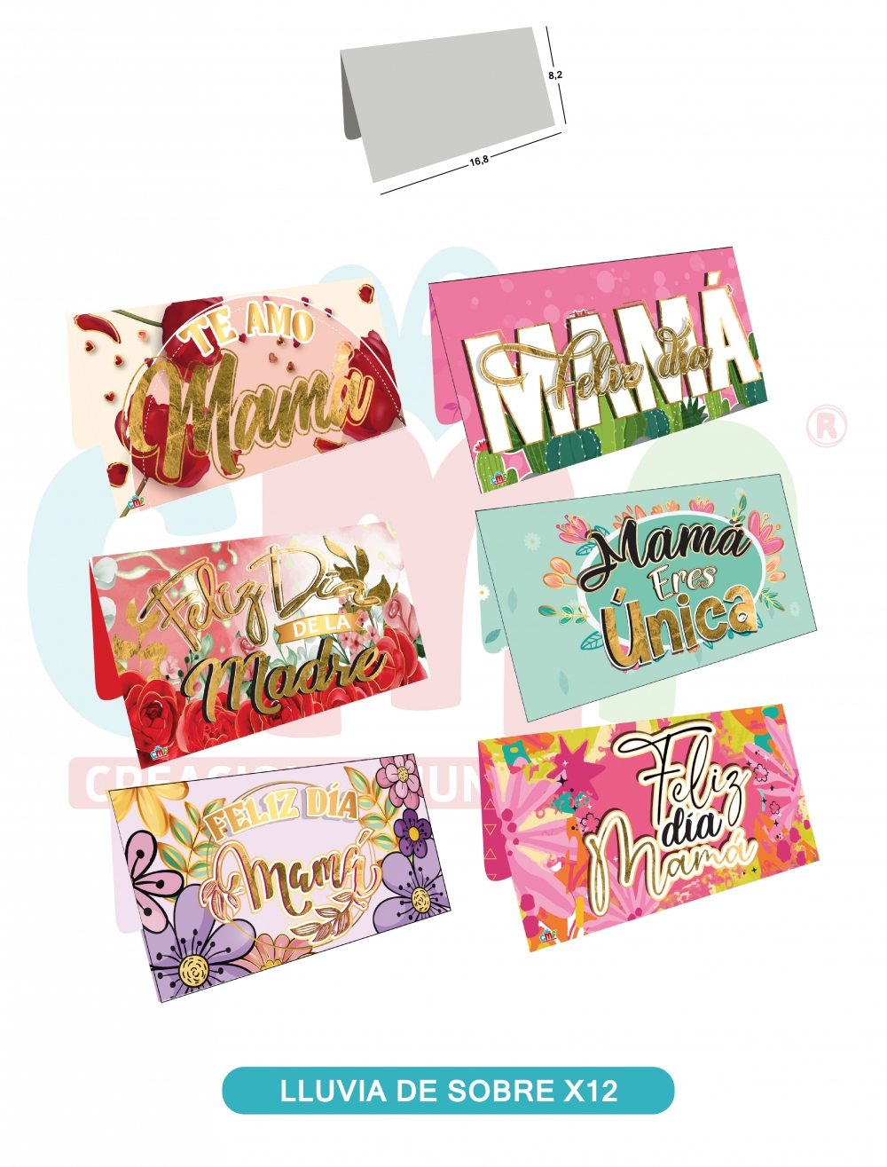 LLUVIA SOBRE X12 ESTAMPADA FELIZ DÍA MAMA FELIZ DÍA MAMA