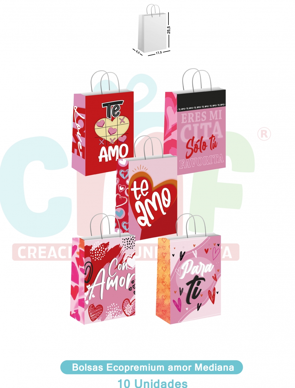 BOLSA ECOPREMIUM MEDIANA X10  AMOR 