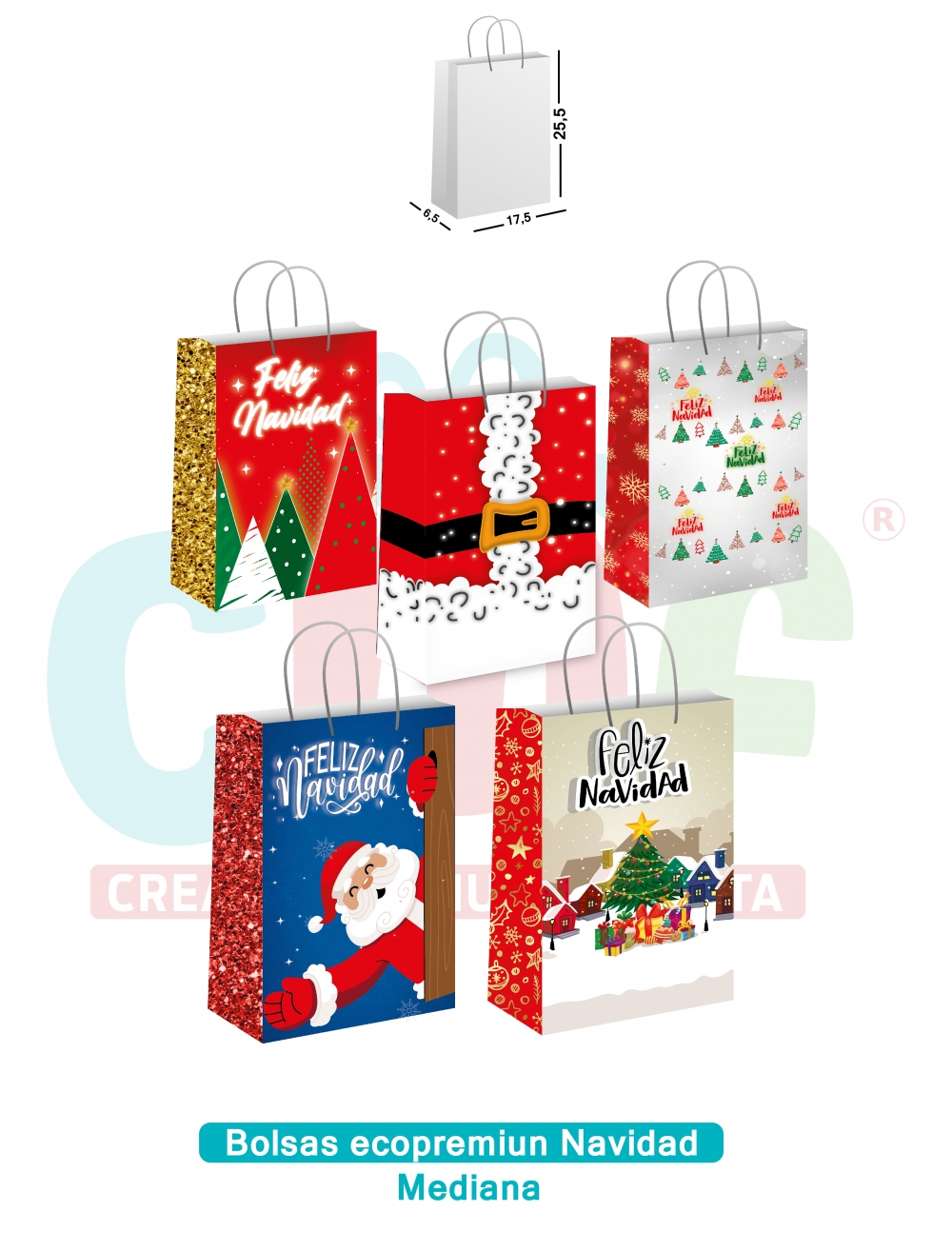 BOLSA ECOPREMIUM MEDIANA X10  NAVIDAD