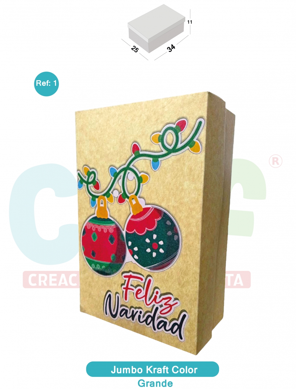 CAJA JUMBO KRAFT COLOR GRANDE  NAVIDAD REFERENCIA 1