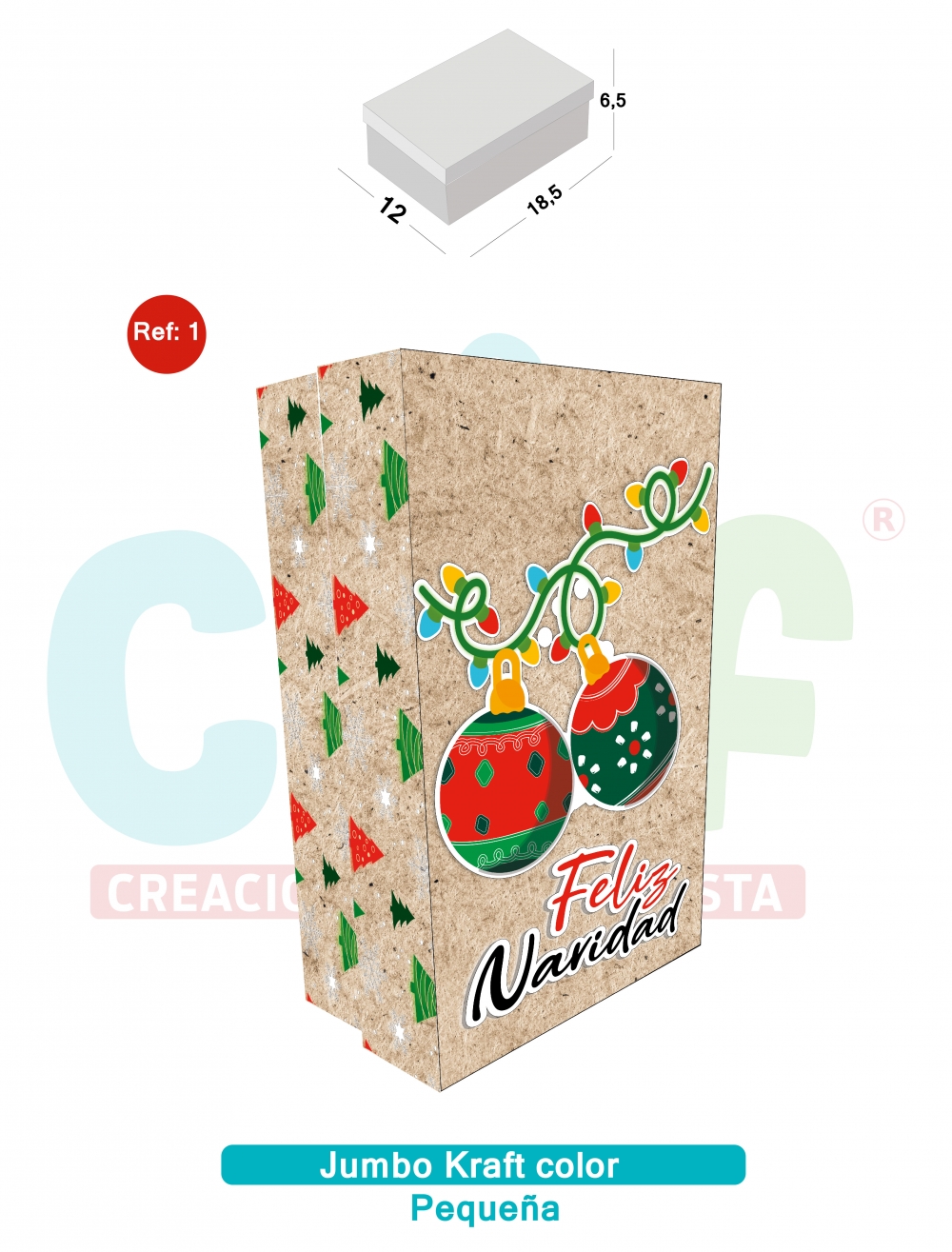 CAJA JUMBO KRAFT COLOR PEQUEÑA NAVIDAD REFERENCIA 1