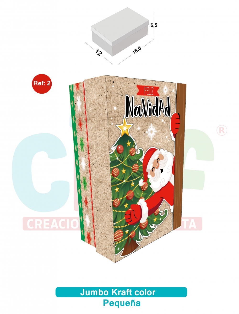 CAJA JUMBO KRAFT COLOR PEQUEÑA NAVIDAD REFERENCIA 2