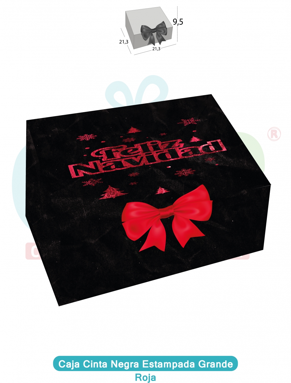 CAJA CINTA GRANDE NEGRA ESTAMPADA   ROJO