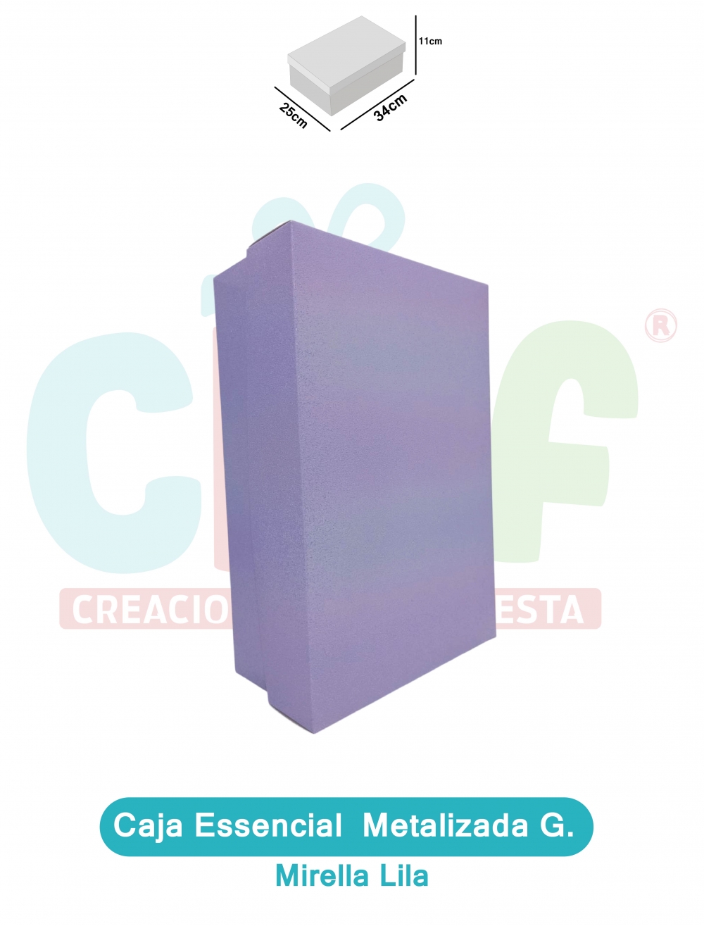CAJA ESSENCIAL METALIZADA GRANDE SIN VENTANA  MIRELLA LILA