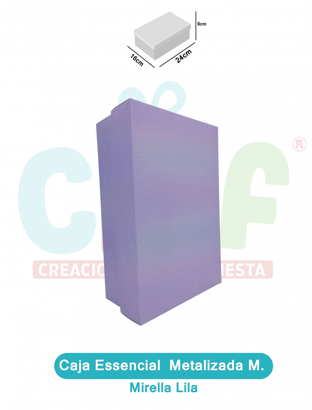 CAJA ESSENCIAL METALIZADA MEDIANA SIN VENTANA   MIRELLA LILA