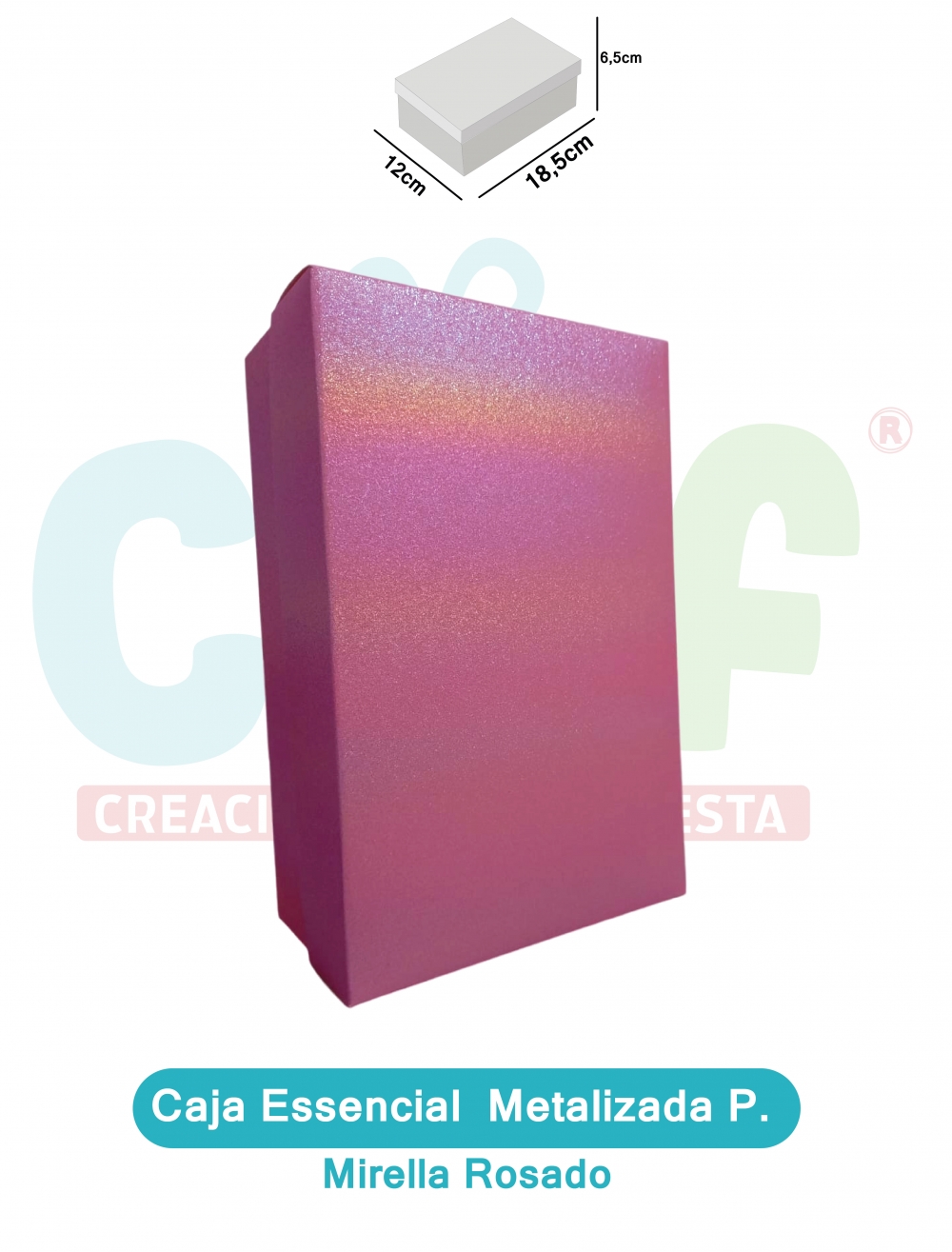 CAJA ESSENCIAL METALIZADA PEQUEÑA SIN VENTANA  MIRELLA ROSADO