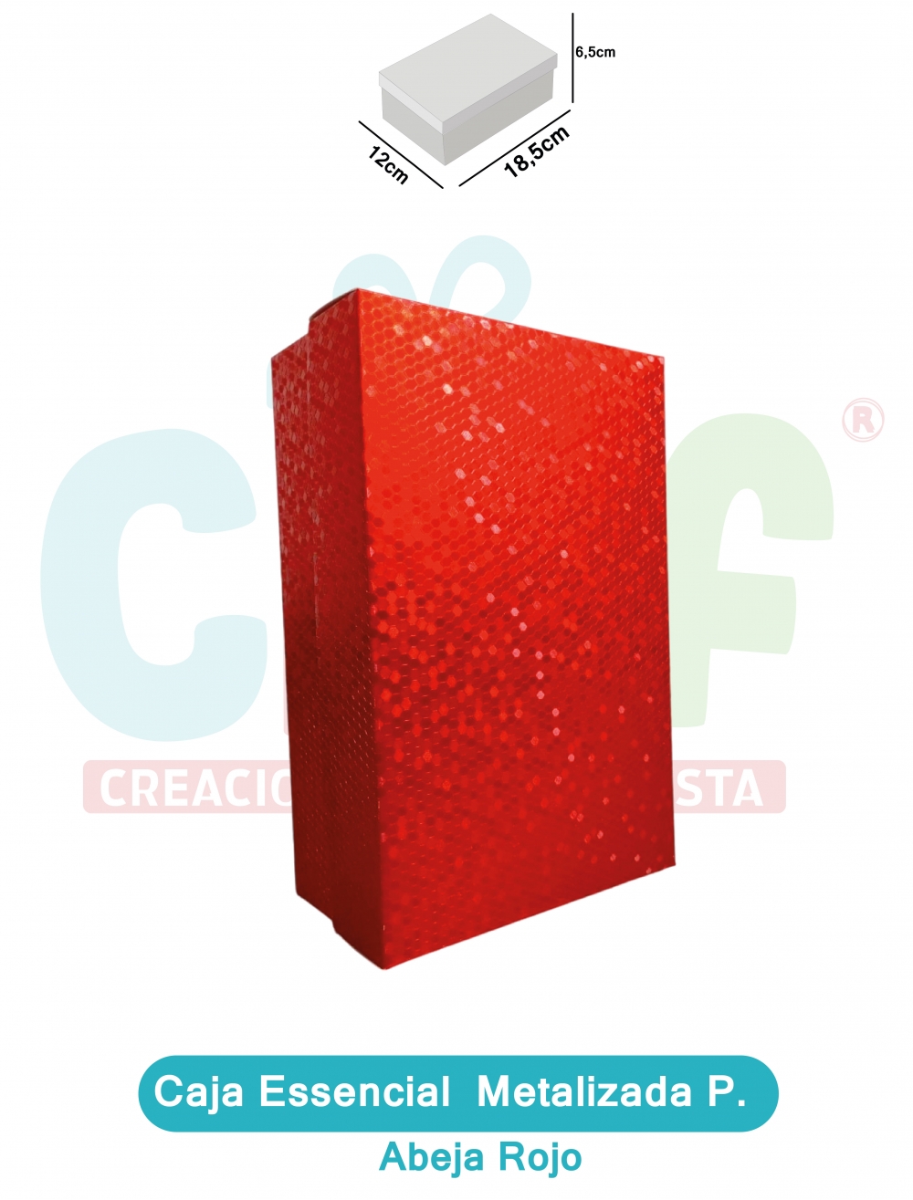 CAJA ESSENCIAL METALIZADA PEQUEÑA SIN VENTANA  ABEJA ROJO