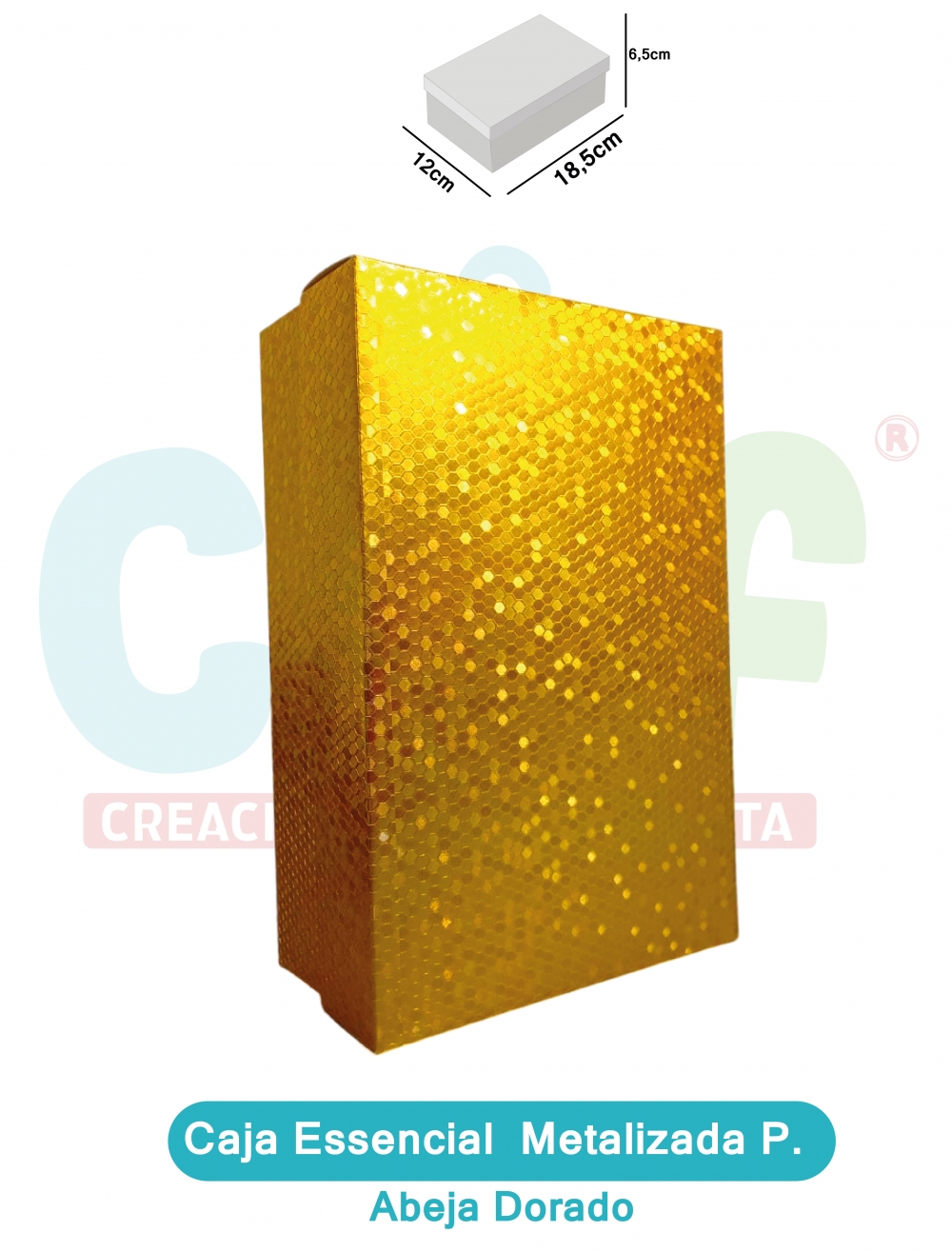 CAJA ESSENCIAL METALIZADA PEQUEÑA SIN VENTANA  ABEJA DORADO
