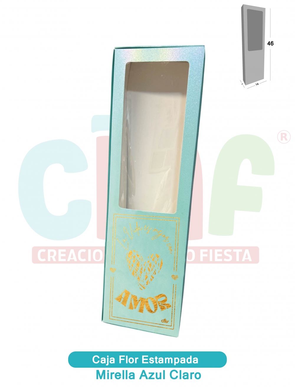 CAJA FLOR ESTAMPADA   MIRELLA AZUL CLARO