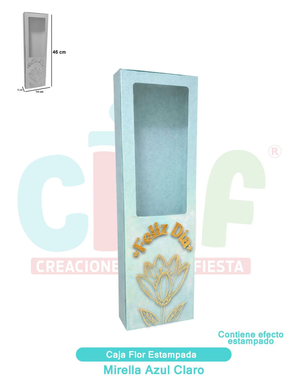 CAJA FLOR ESSENCIAL STAMPADA   MIRELLA AZUL CLARO