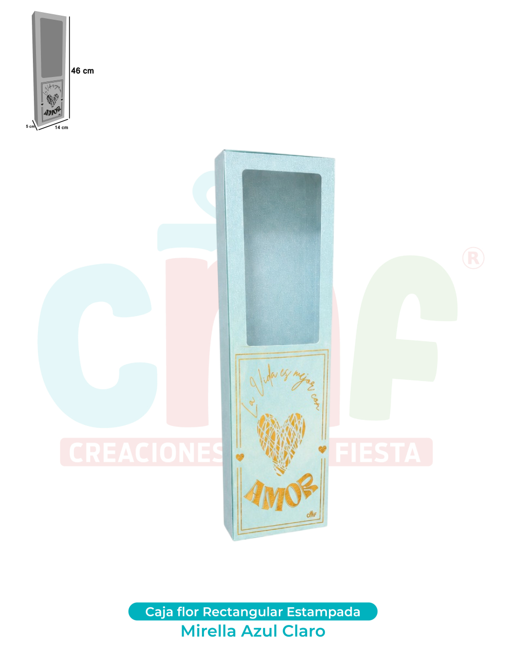 CAJA FLOR ESSENCIAL STAMPADA   MIRELLA AZUL CLARO