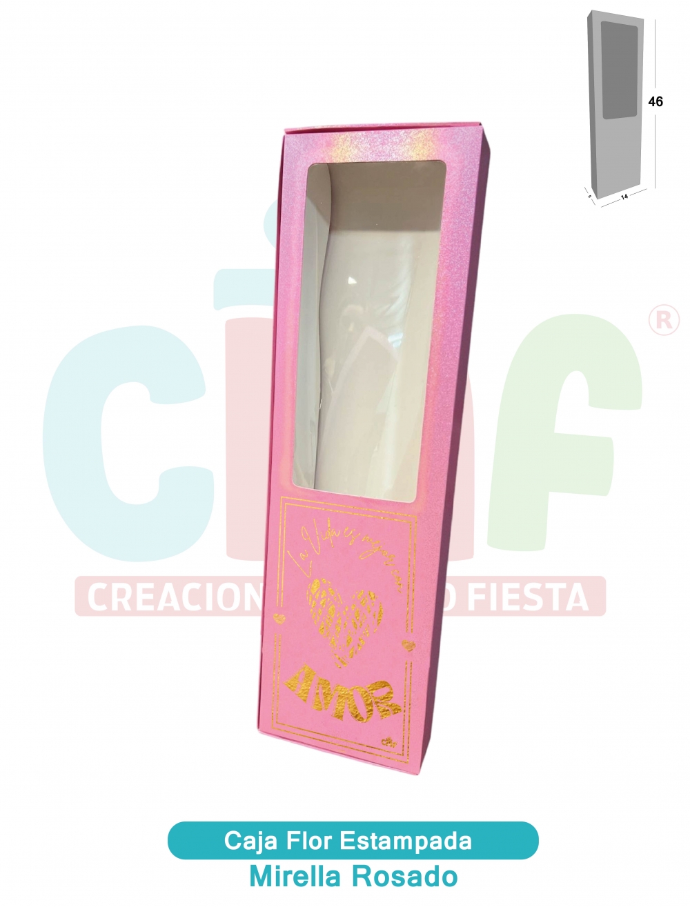 CAJA FLOR ESTAMPADA   MIRELLA ROSADO