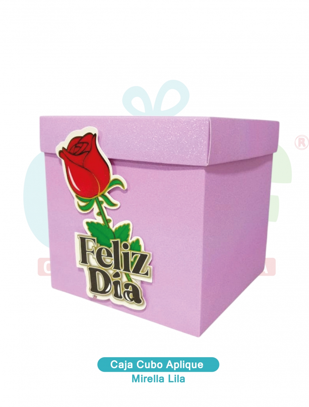 CAJA CUBO APLIQUE  MIRELLA LILA