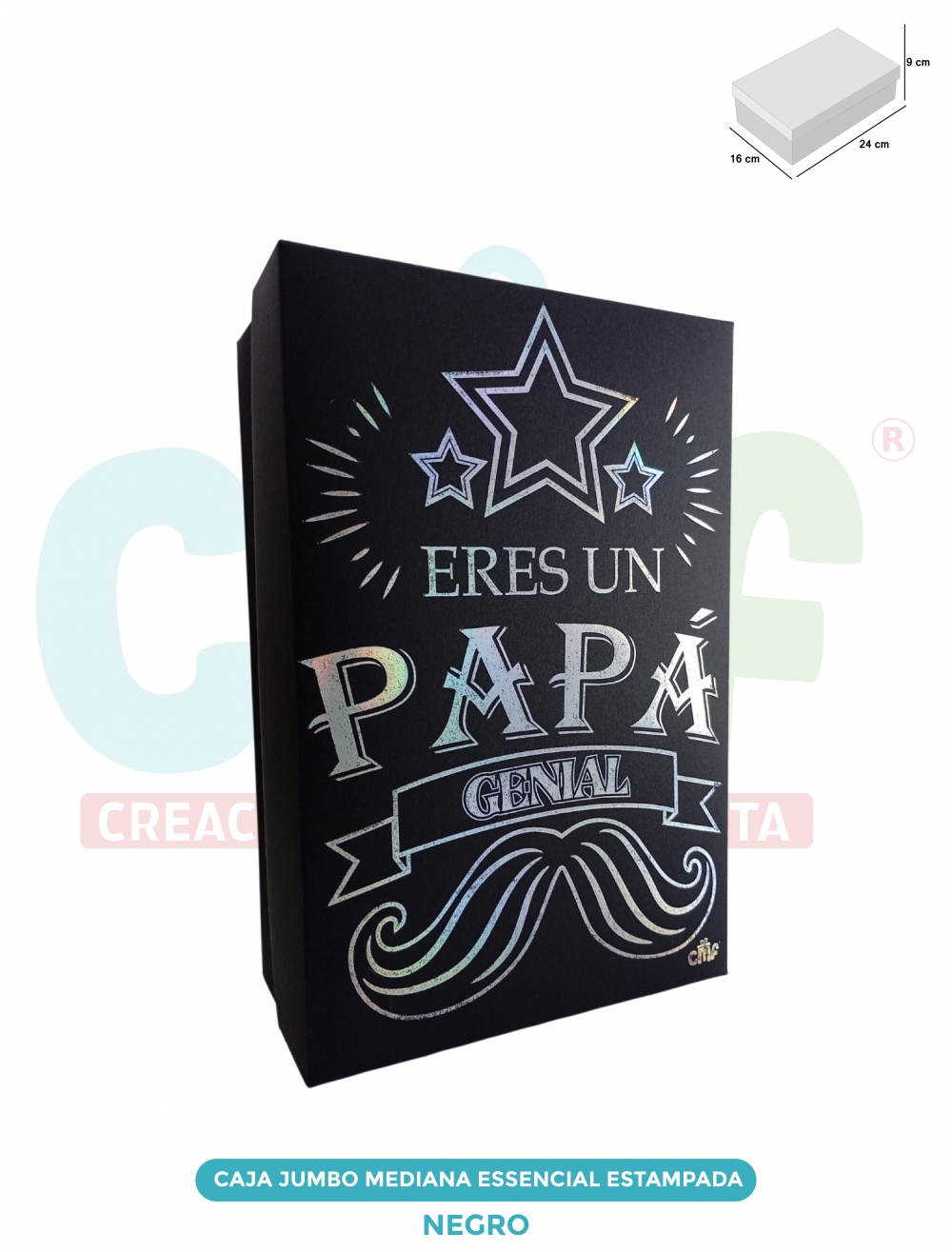 CAJA JUMBO MEDIANA ESSENCIAL ESTAMPADA  NEGRO