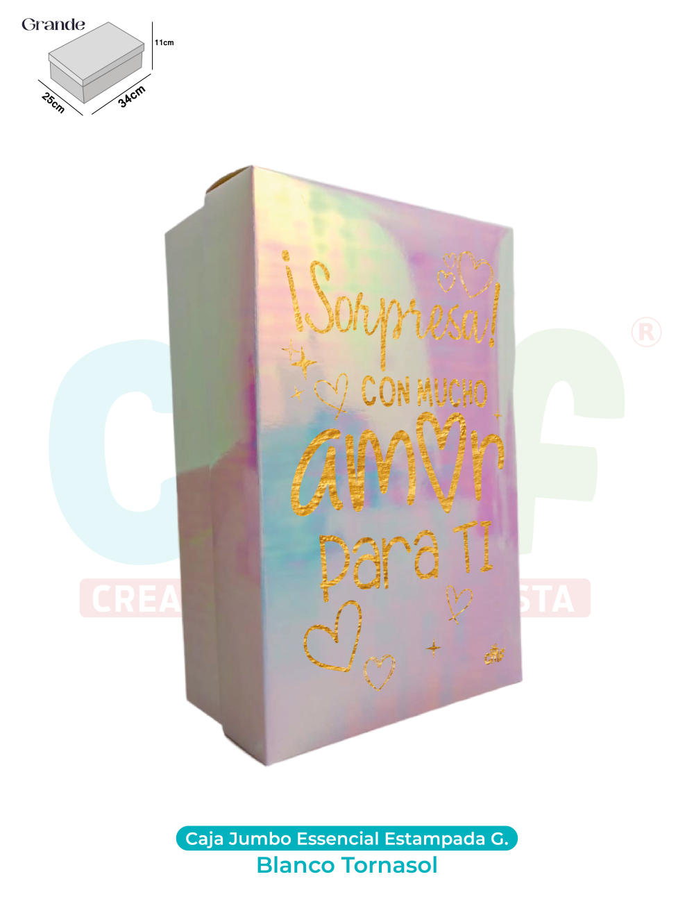 CAJA JUMBO MEDIANA ESSENCIAL ESTAMPADA  TORNASOL BLANCO
