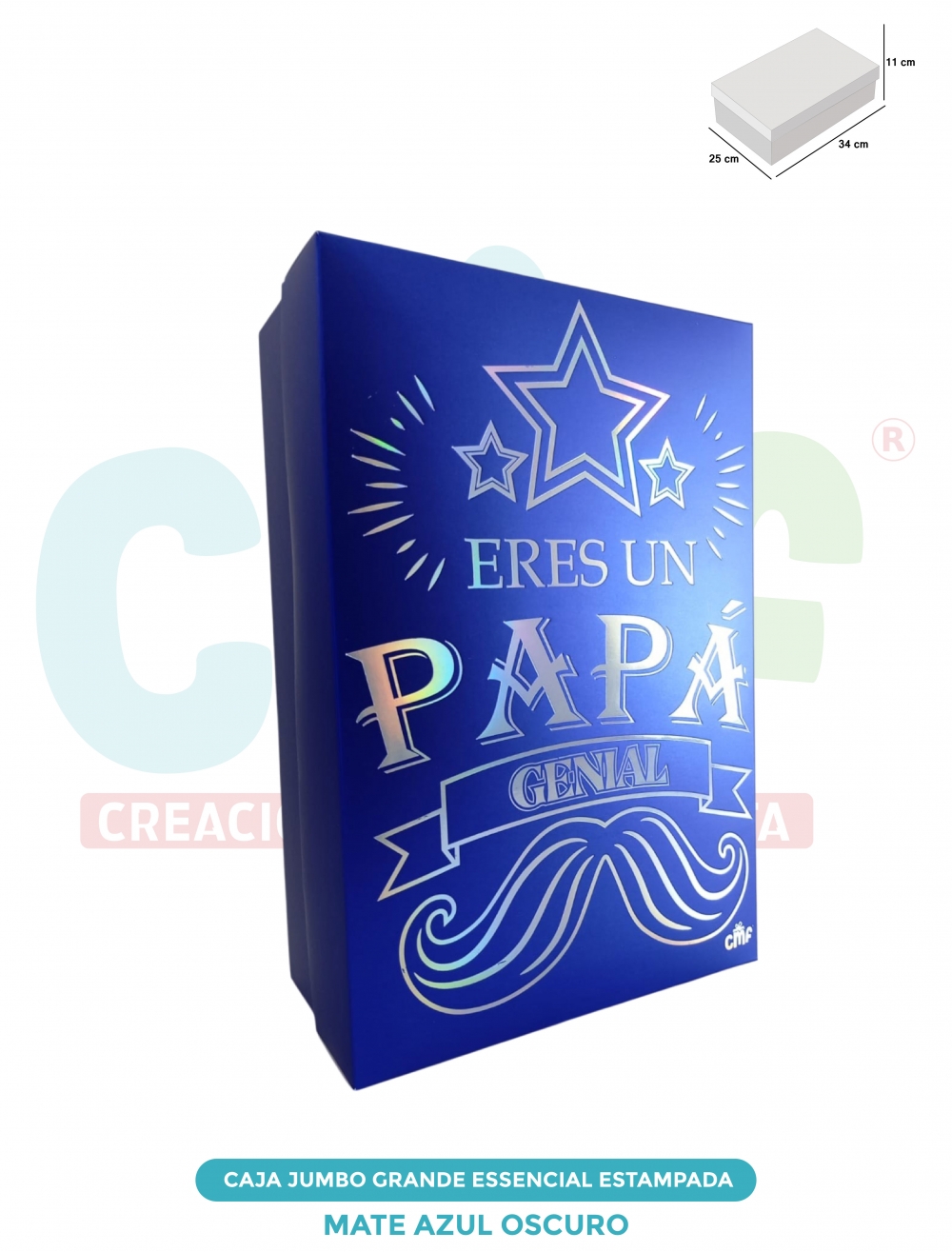 CAJA JUMBO GRANDE ESSENCIAL ESTAMPADA  MATE AZUL OSCURO