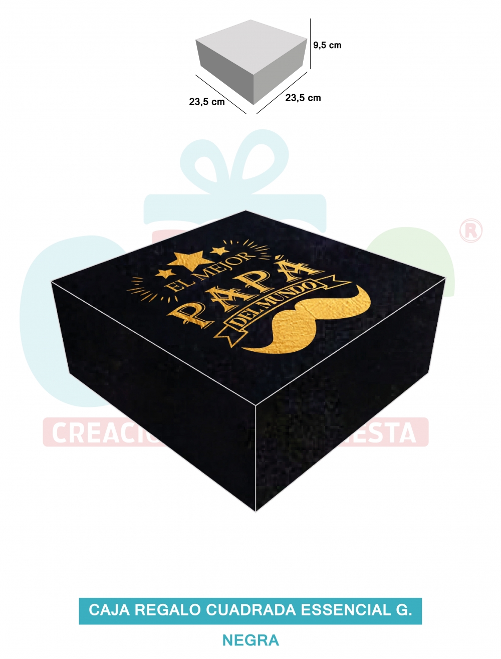 CAJA REGALO CUADRADA ESSENCIAL G  NEGRO