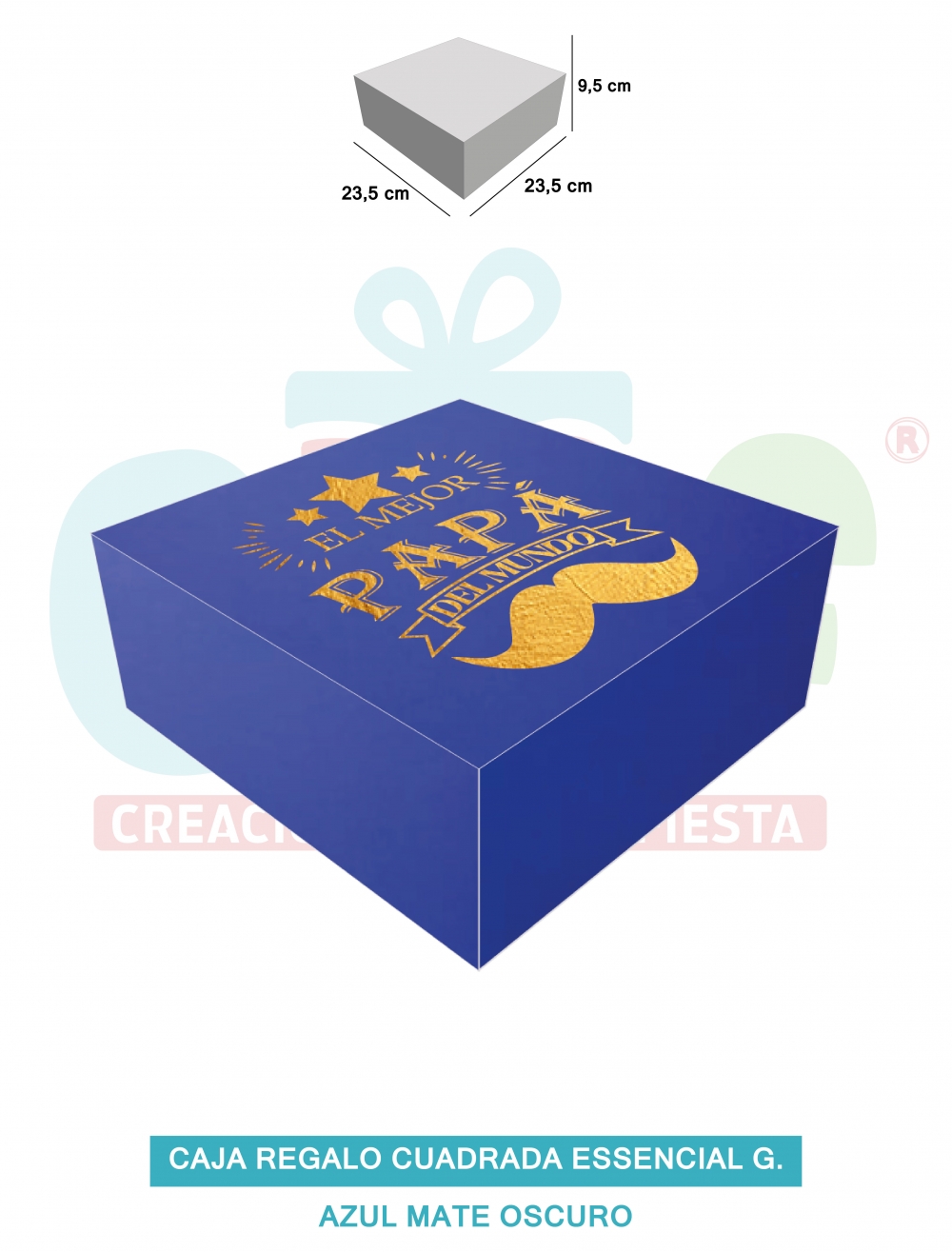 CAJA REGALO CUADRADA ESSENCIAL G  MATE AZUL OSCURO