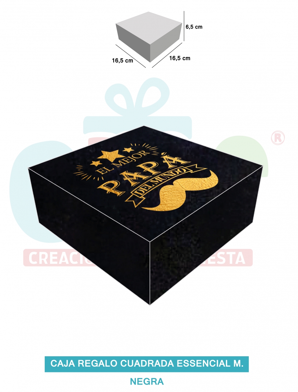 CAJA REGALO CUADRADA ESSENCIAL M   NEGRO