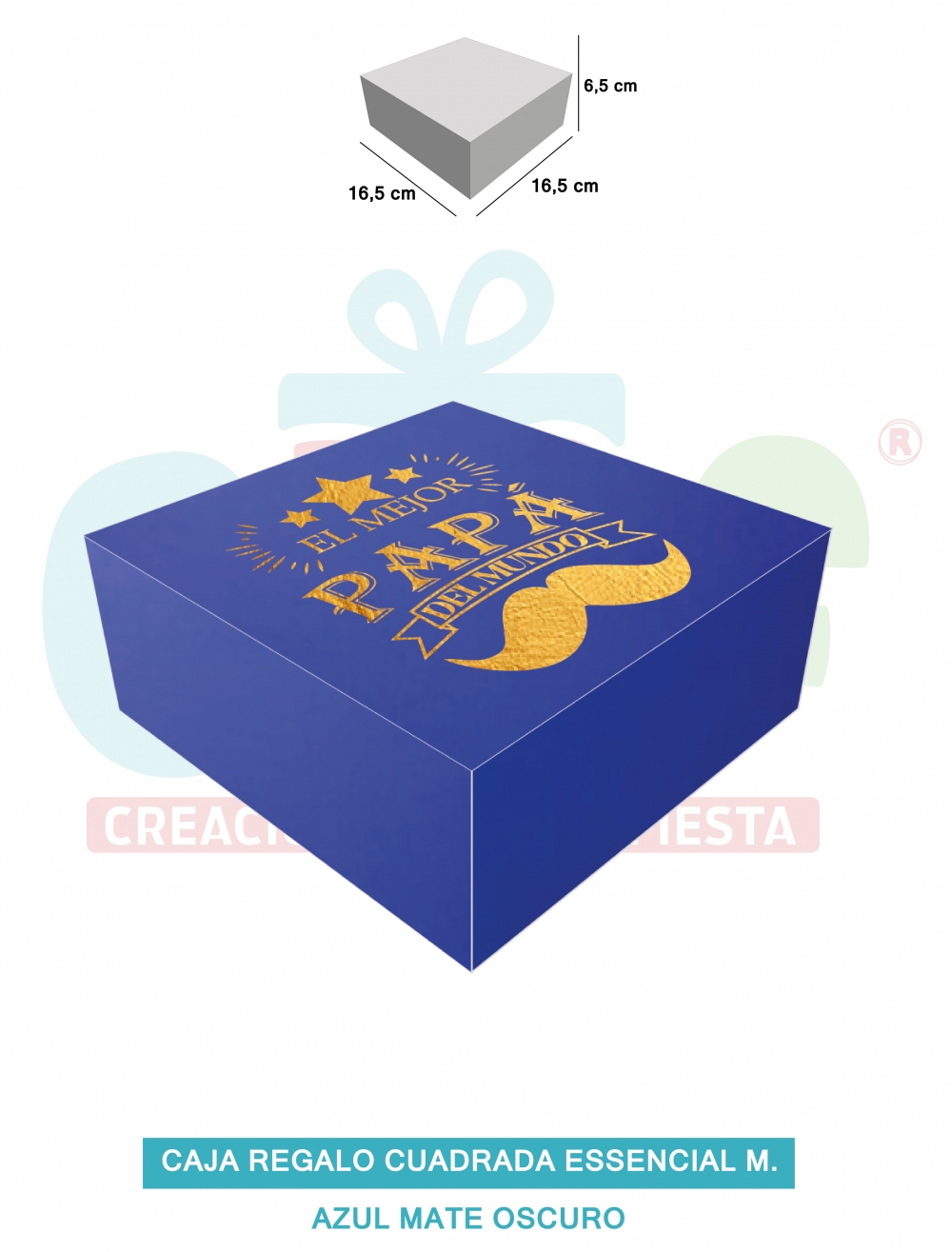 CAJA REGALO CUADRADA ESSENCIAL M   MATE AZUL OSCURO