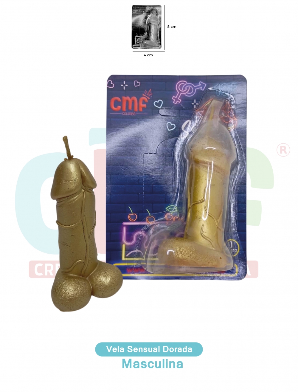 VELA  ADULTO SENSUAL DORADA  MASCULINOS