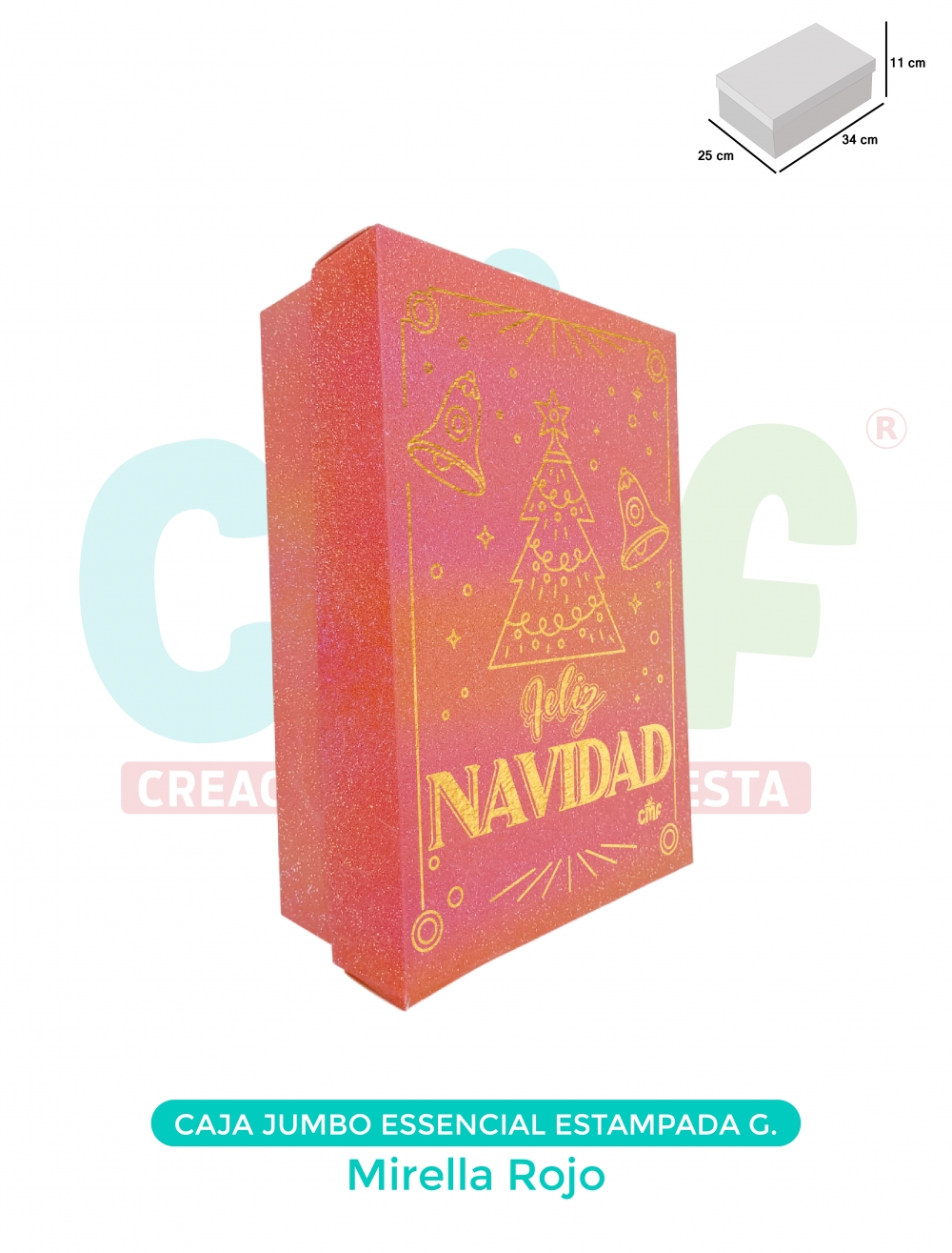 CAJA JUMBO GRANDE ESSENCIAL ESTAMPADA  MIRELLA ROJO