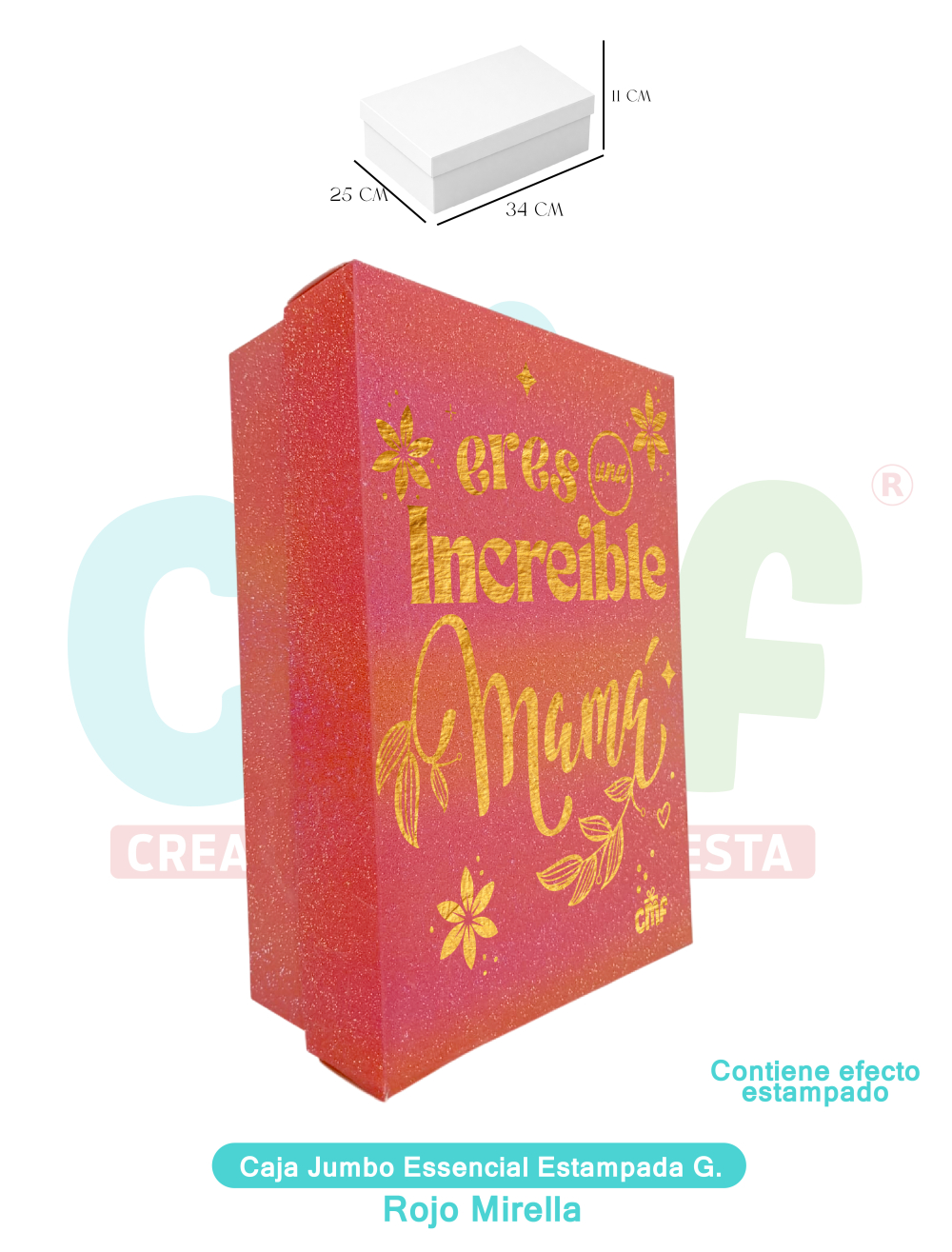 CAJA JUMBO GRANDE ESSENCIAL ESTAMPADA  MIRELLA ROJO
