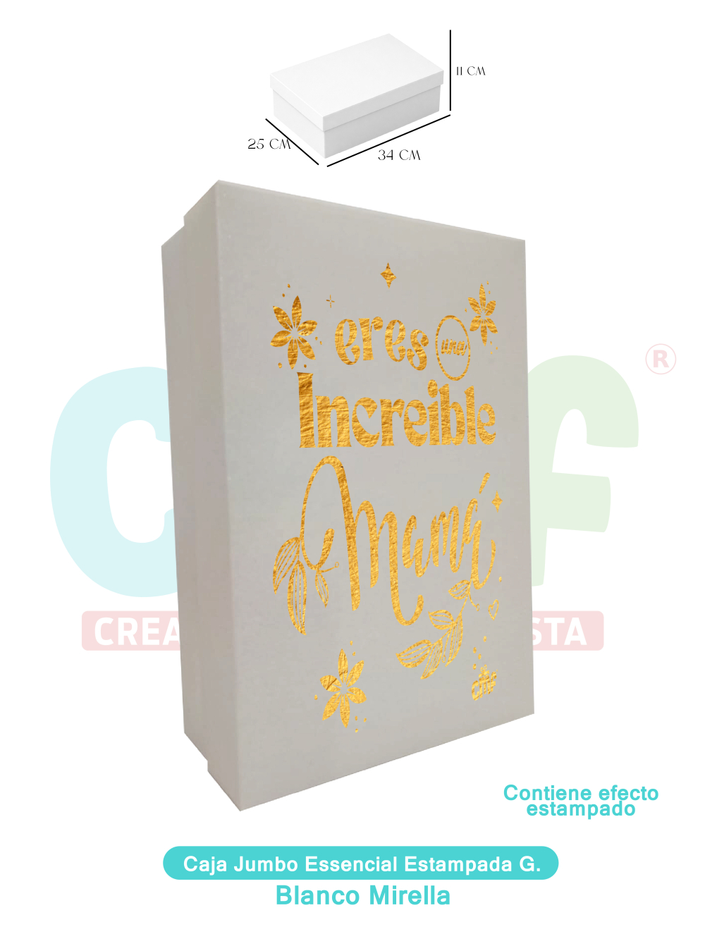 CAJA JUMBO GRANDE ESSENCIAL ESTAMPADA  MIRELLAS BLANCO