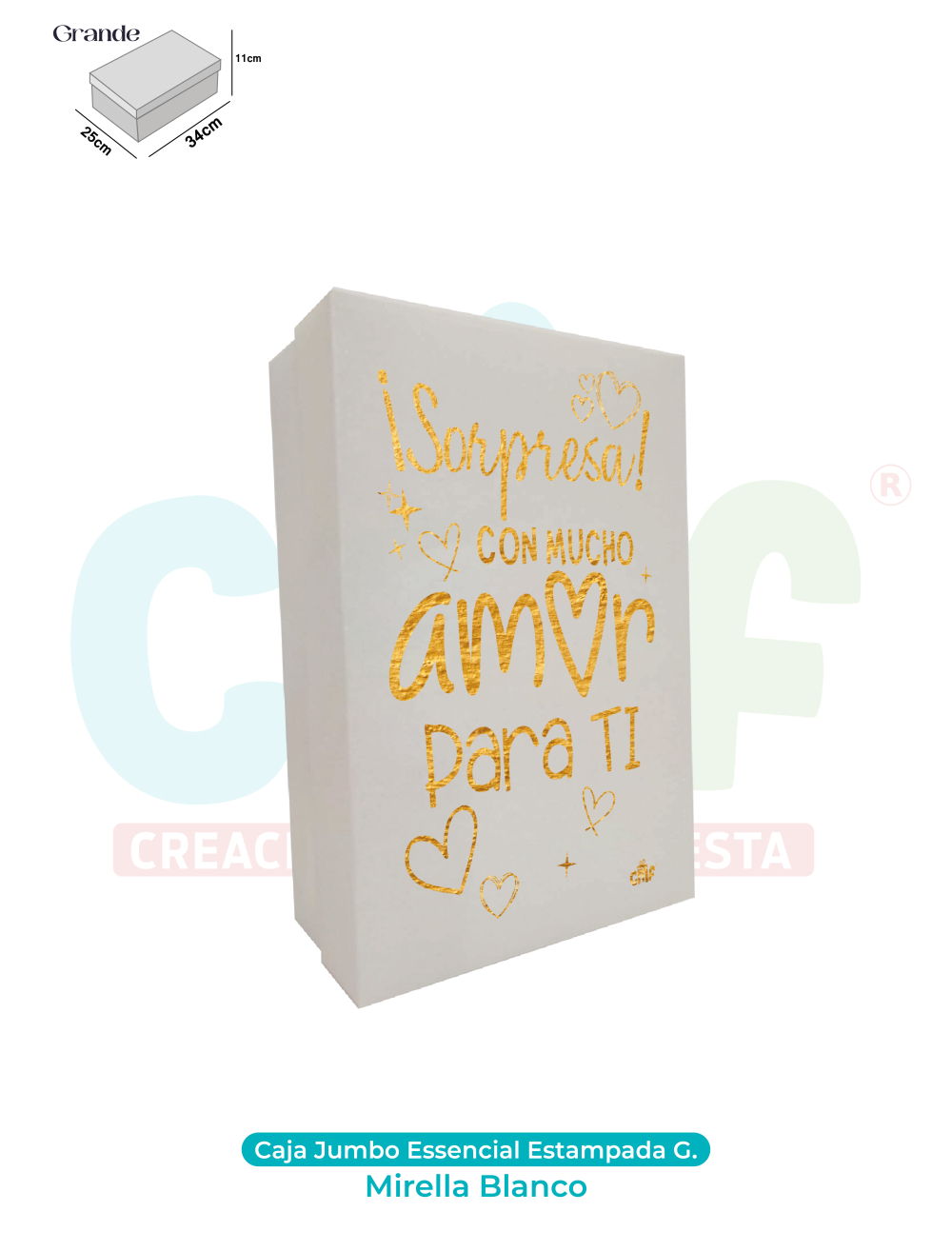 CAJA JUMBO GRANDE ESSENCIAL ESTAMPADA  MIRELLAS BLANCO