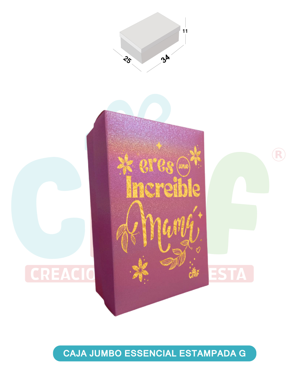 CAJA JUMBO GRANDE ESSENCIAL ESTAMPADA  MIRELLA ROSADO