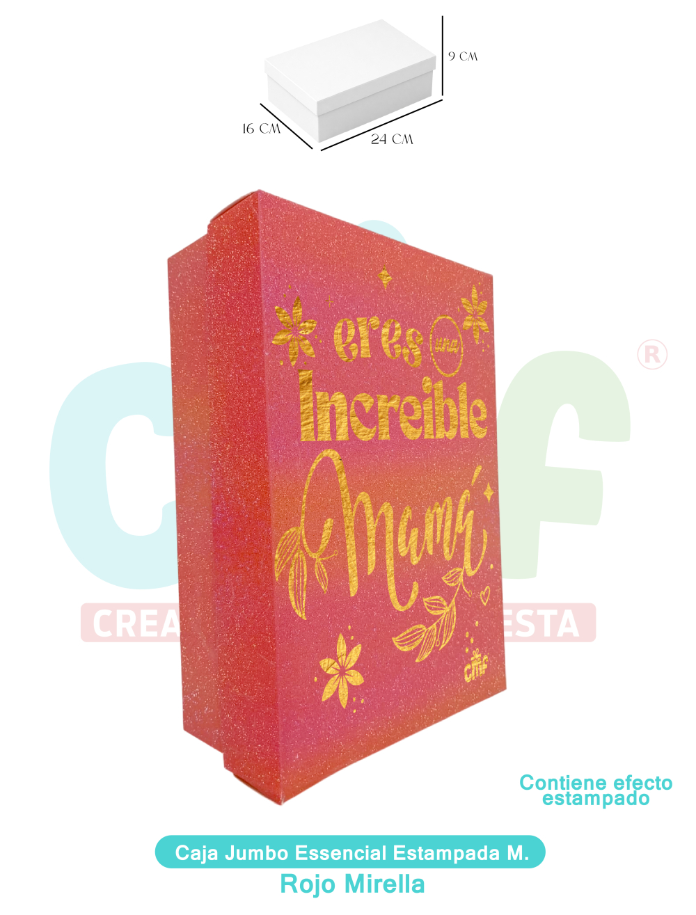 CAJA JUMBO MEDIANA ESSENCIAL ESTAMPADA  MIRELLA ROJO