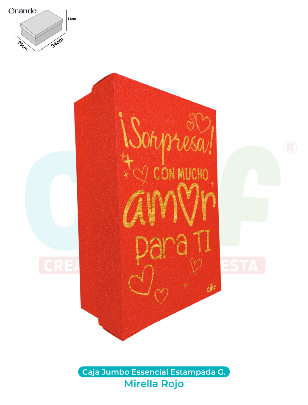 CAJA JUMBO MEDIANA ESSENCIAL ESTAMPADA  MIRELLA ROJO