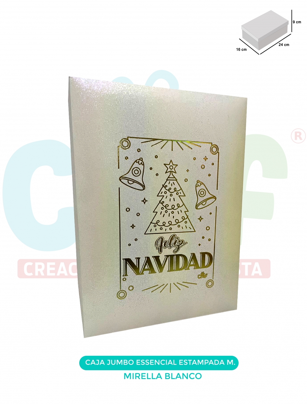 CAJA JUMBO MEDIANA ESSENCIAL ESTAMPADA  MIRELLAS BLANCO