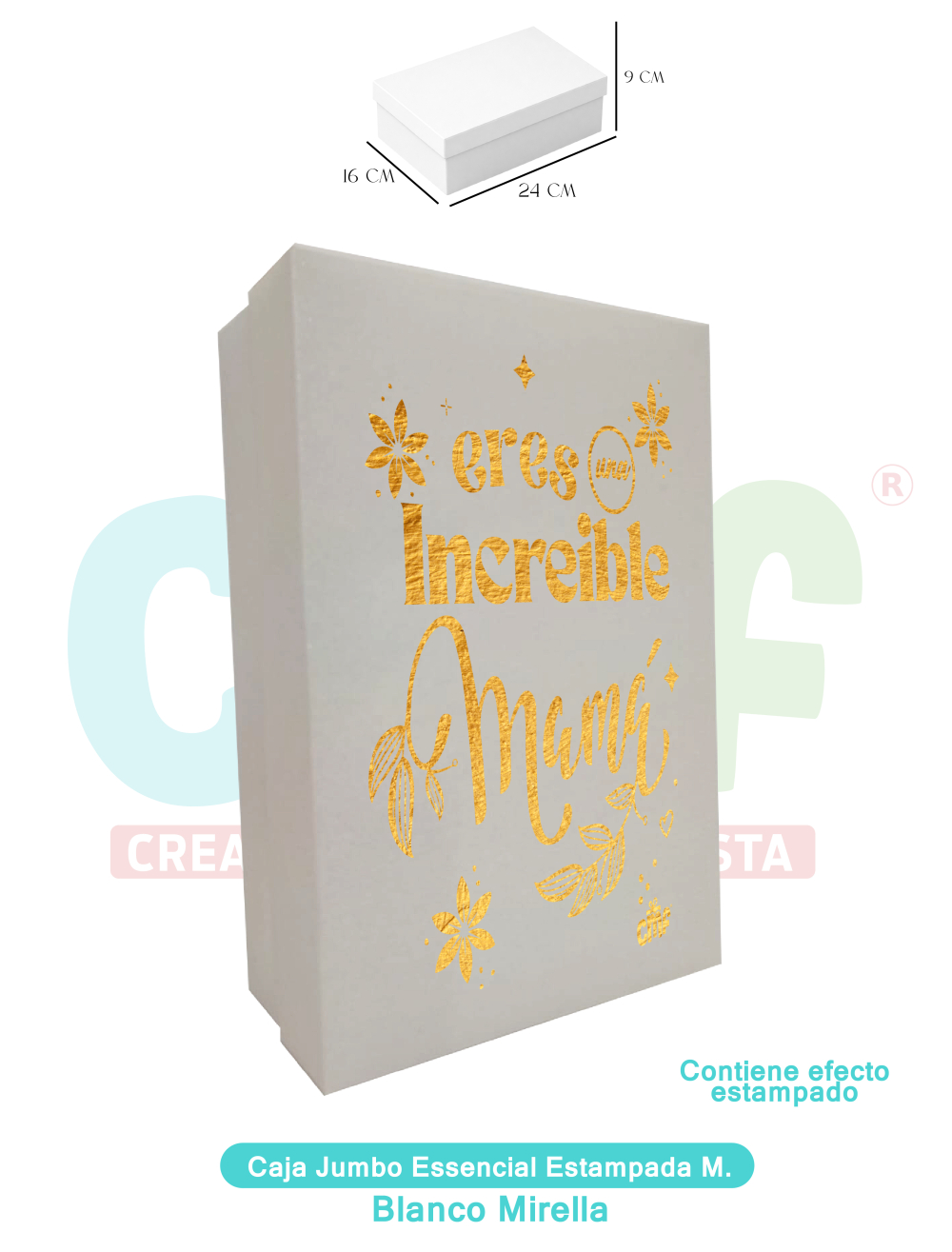 CAJA JUMBO MEDIANA ESSENCIAL ESTAMPADA  MIRELLAS BLANCO