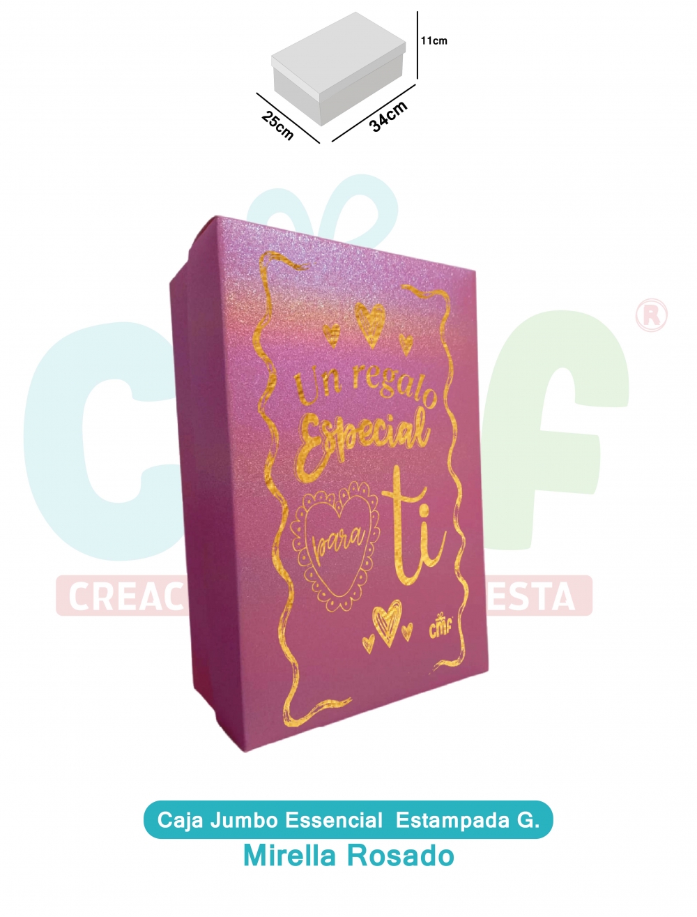 CAJA JUMBO MEDIANA ESSENCIAL ESTAMPADA  MIRELLA ROSADO