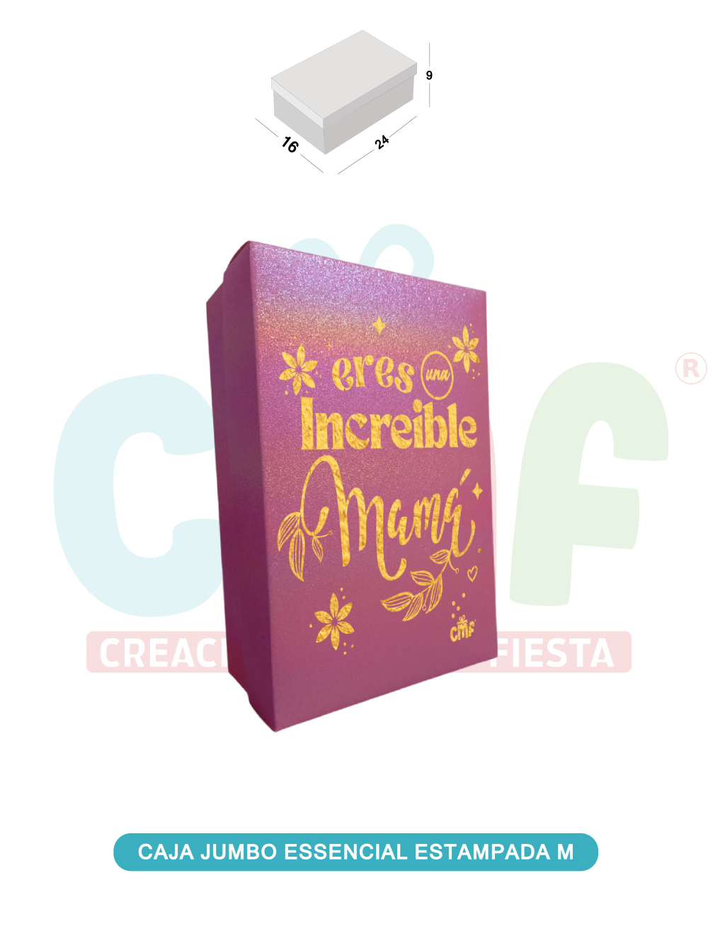 CAJA JUMBO MEDIANA ESSENCIAL ESTAMPADA  MIRELLA ROSADO