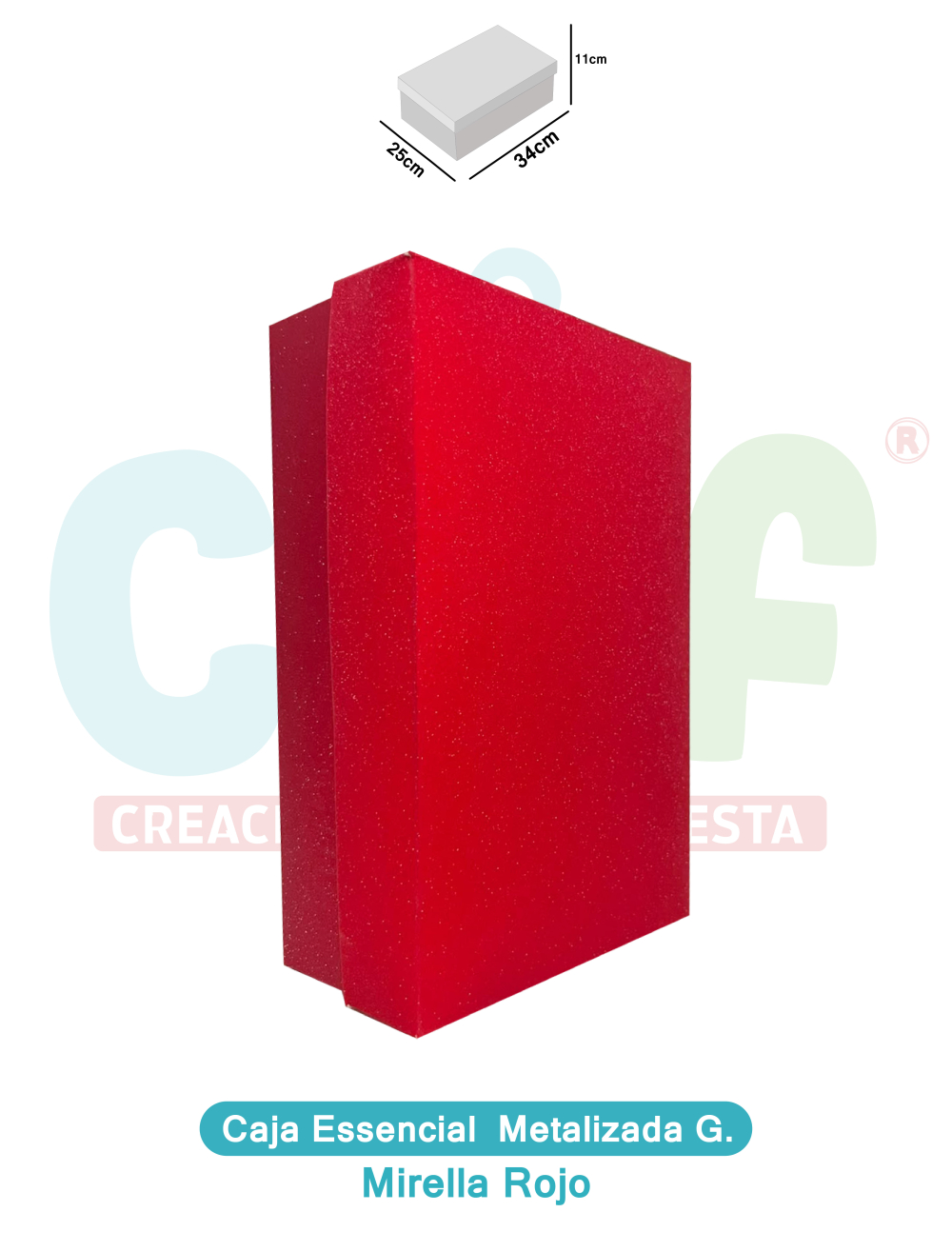 CAJA ESSENCIAL METALIZADA GRANDE SIN VENTANA ROJO MIRELLA  MIRELLA ROJO