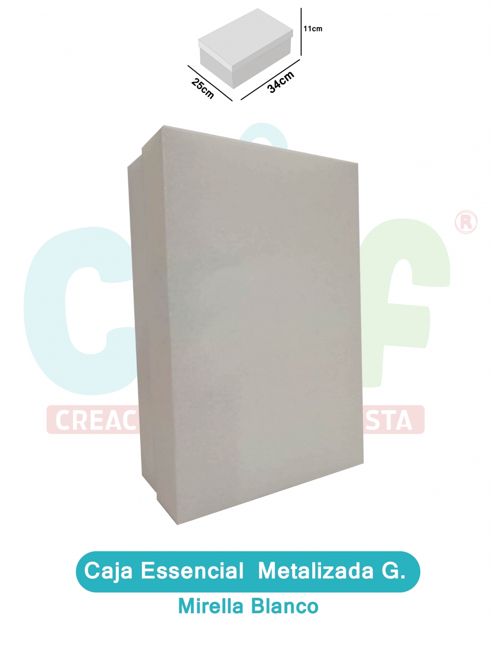 CAJA ESSENCIAL METALIZADA GRANDE SIN VENTANA ROJO MIRELLA  MIRELLAS%20BLANCO<br>