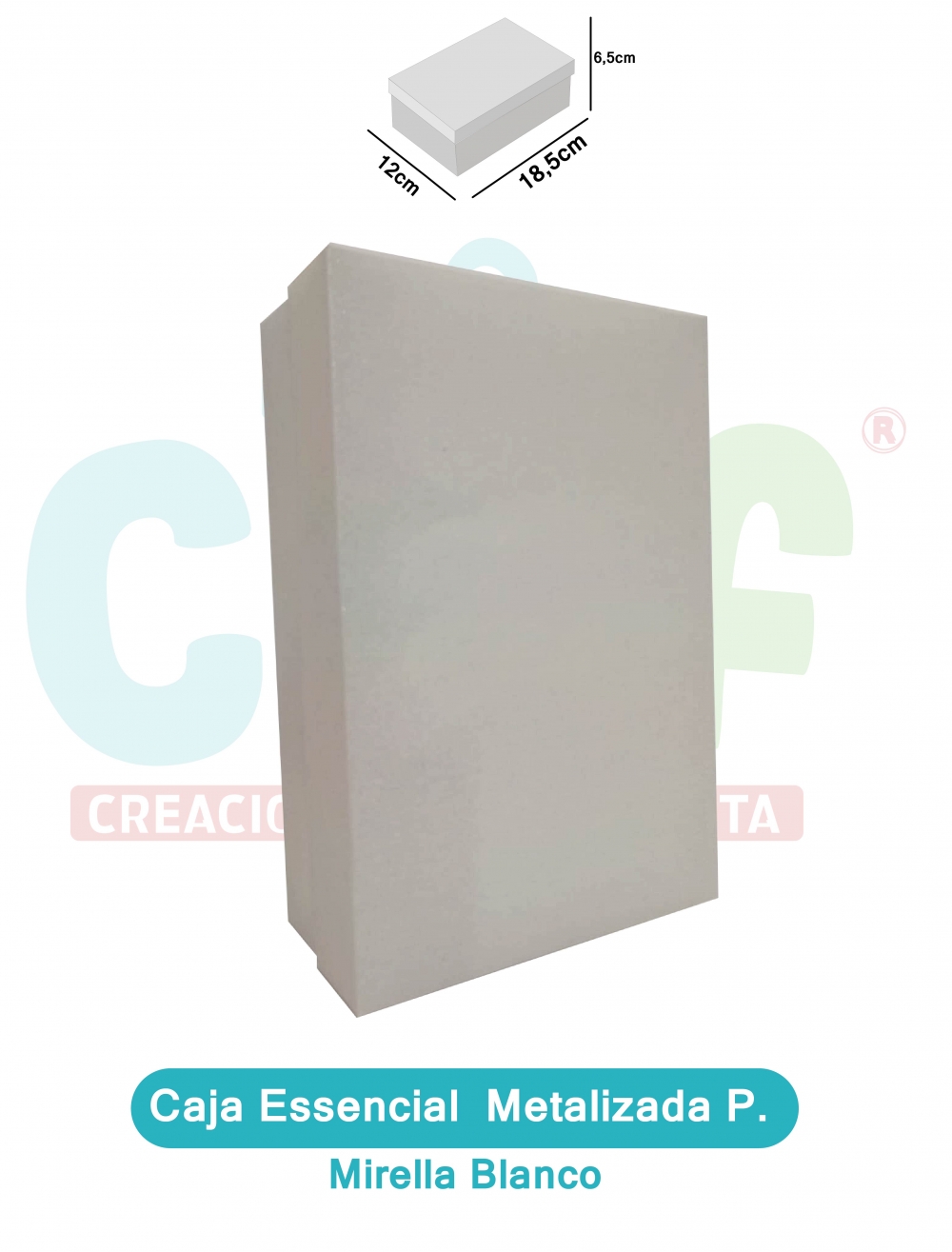 CAJA ESSENCIAL METALIZADA PEQUEÑA SIN VENTANA  MIRELLAS%20BLANCO<br>