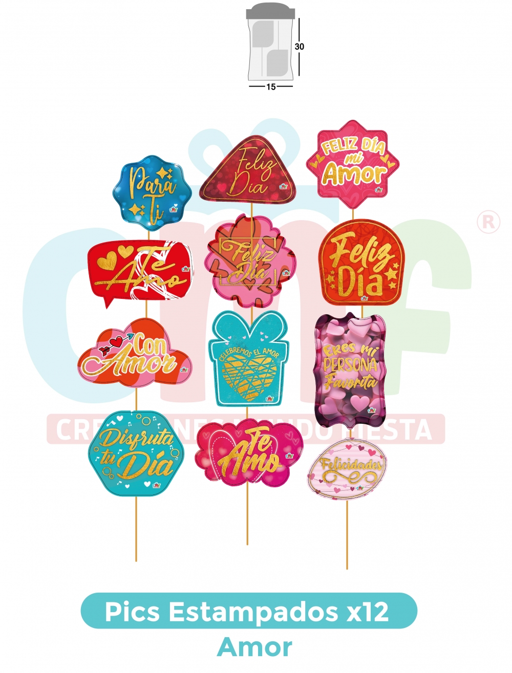  PICS ESTAMPADOS X12  AMOR<br>
