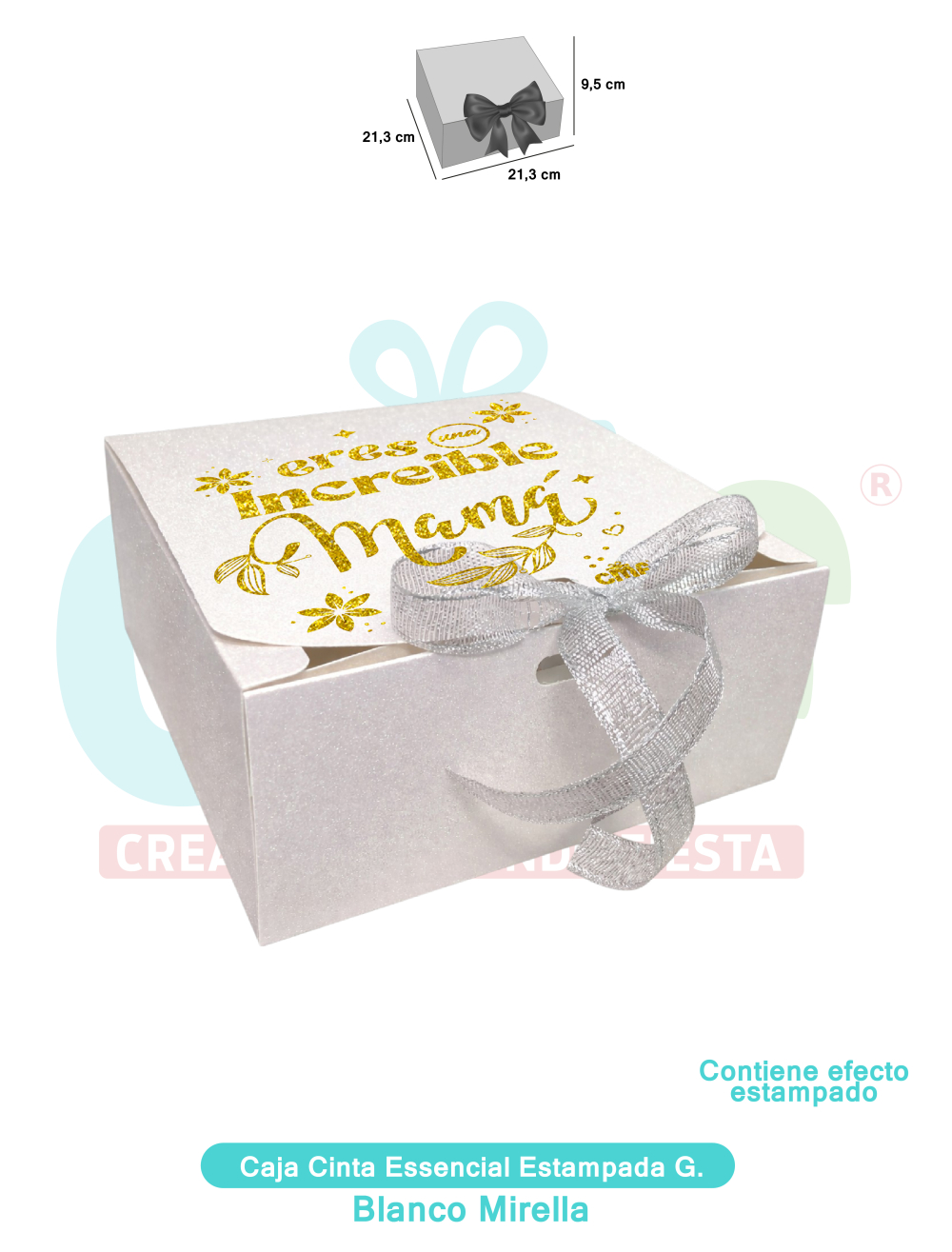 CAJA CINTA GRANDE ESSENCIAL ESTAMPADA  MIRELLAS BLANCO