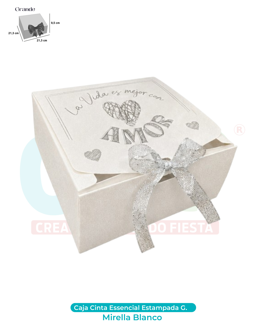 CAJA CINTA GRANDE ESSENCIAL ESTAMPADA  MIRELLAS BLANCO