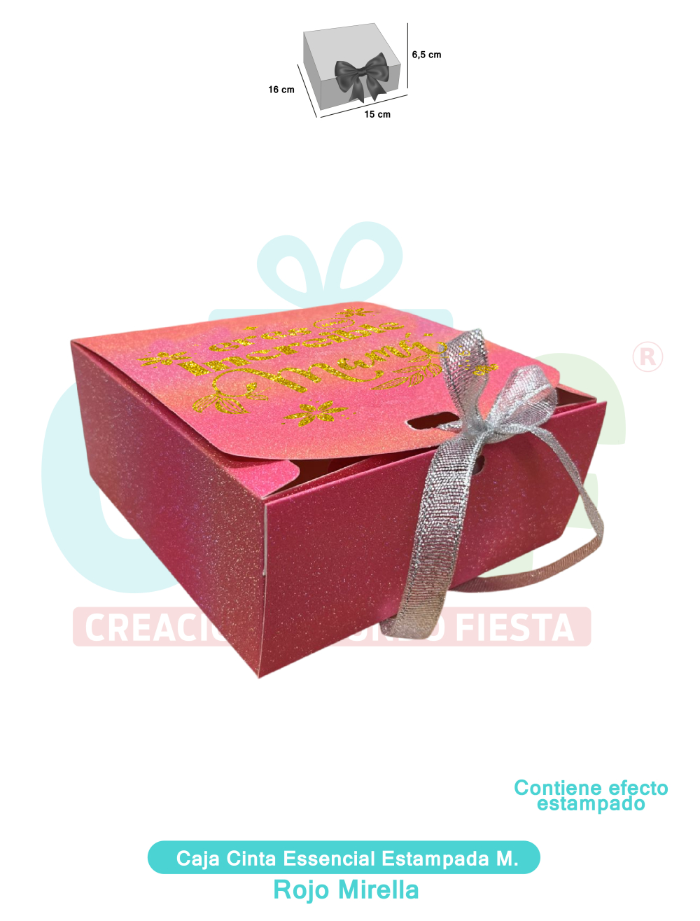 CAJA CINTA MEDIANA ESSENCIAL ESTAMPADA  MIRELLA ROJO