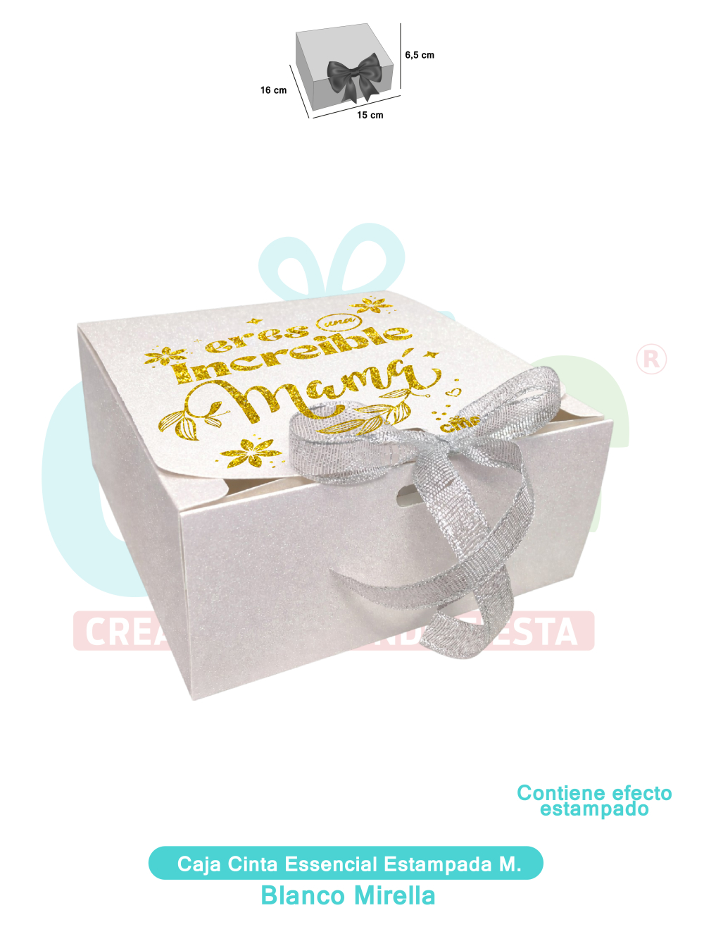 CAJA CINTA MEDIANA ESSENCIAL ESTAMPADA  MIRELLAS BLANCO