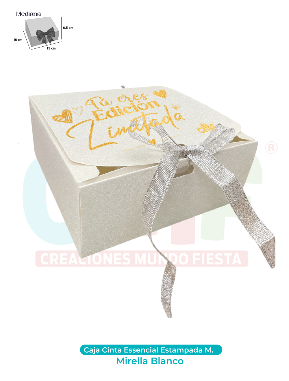 CAJA CINTA MEDIANA ESSENCIAL ESTAMPADA  MIRELLAS BLANCO