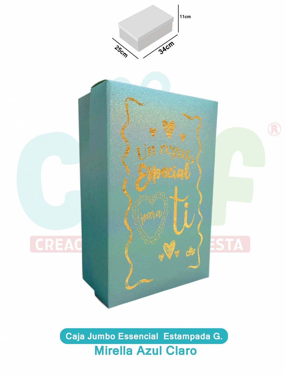 CAJA JUMBO GRANDE ESSENCIAL ESTAMPADA  MIRELLA AZUL CLARO