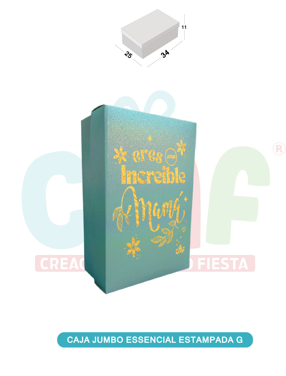 CAJA JUMBO GRANDE ESSENCIAL ESTAMPADA  MIRELLA AZUL CLARO